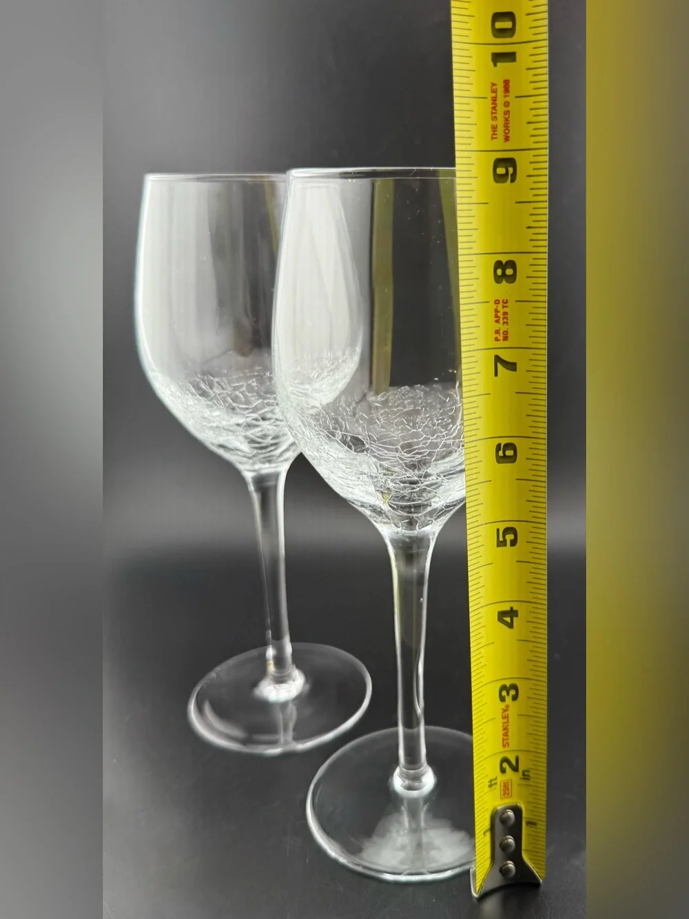 2 Pier 1  Crackled white wine glasses. 12oz